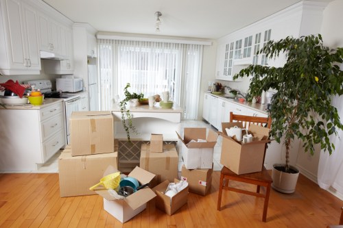 Furniture and boxes being loaded for removal truck hire in Stepney