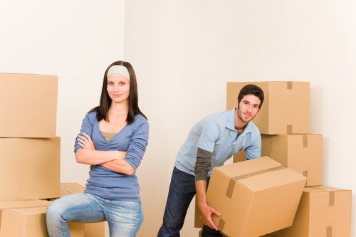 Removal truck and movers planning access in Stepney